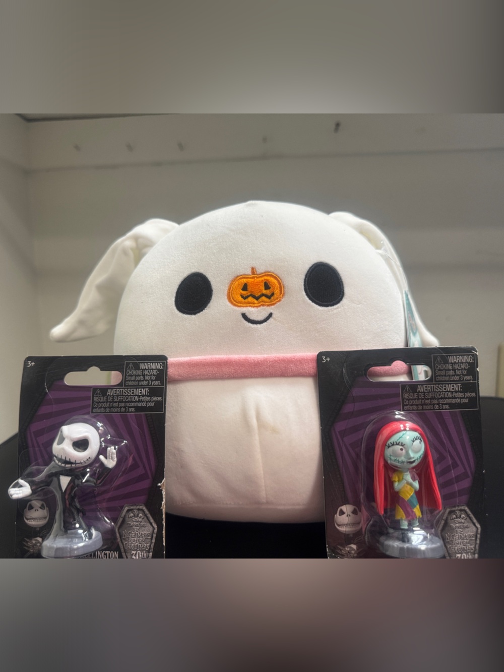 Plush Ghost Stuffed Animal in White with Pumpkin Face